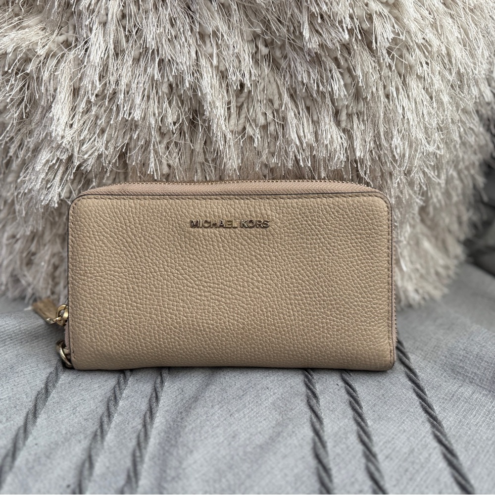 Michael Kors Cream Pebbled Leather Wallet